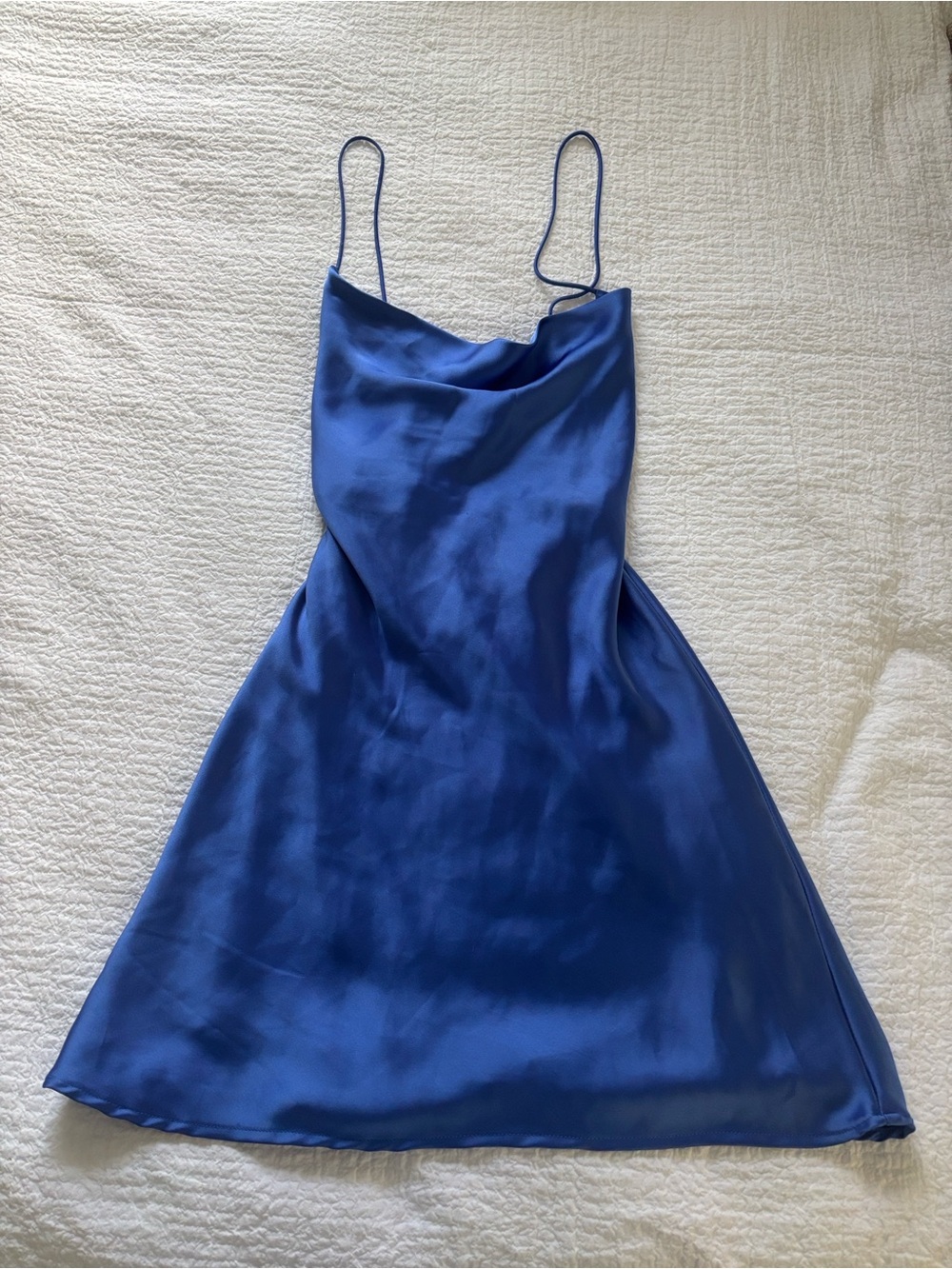Zara Sapphire Blue Satin Mini Slip Dress